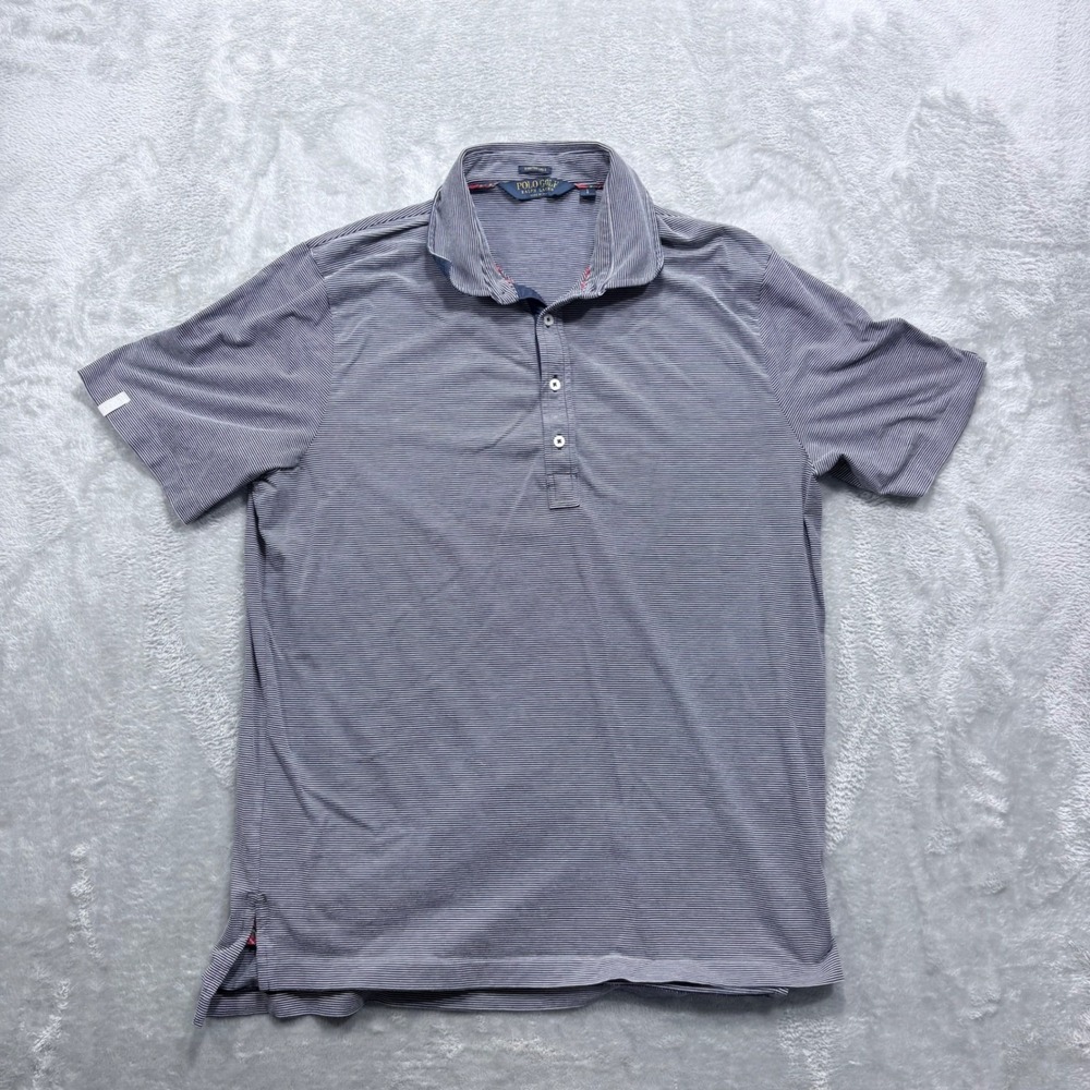 Polo Golf Ralph Lauren Polo Shirt Mens Large Blue White Stripe Stretch‎ Lisle